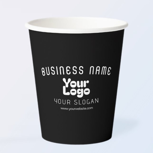 Upload Logo Retro-Modern Black & White (editable) Paper Cups (Creator Uploaded)