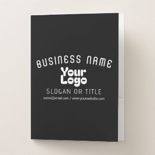 Upload Logo Retro-Modern Black & White (editable) Pocket Folder