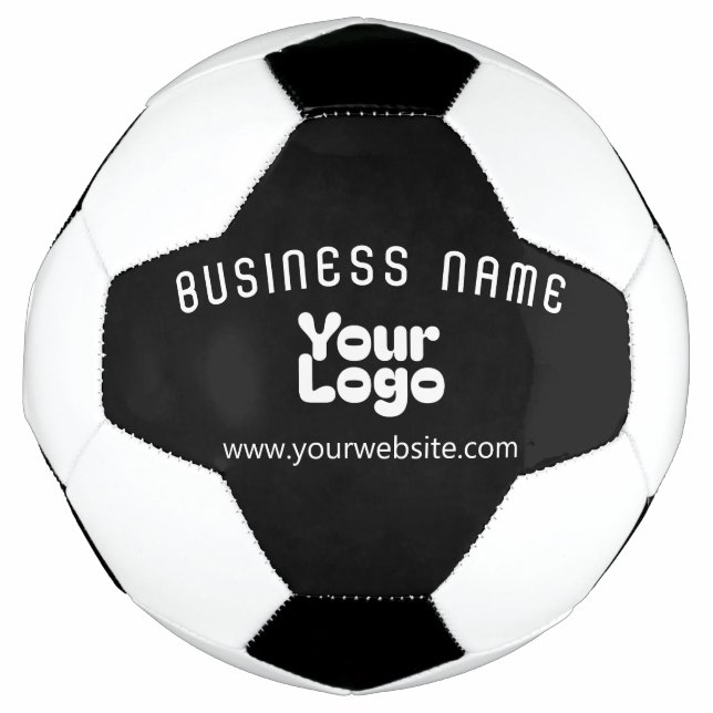 Upload Logo Retro-Modern Black & White (editable) Soccer Ball (Front)