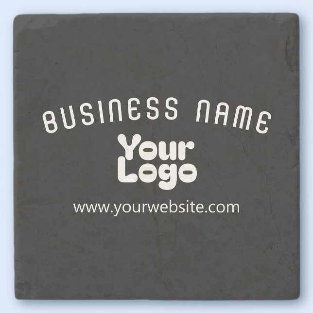 Upload Logo Retro-Modern Black & White (editable) Stone Coaster (Creator Uploaded)
