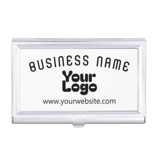 Upload Logo Retro_Modern White  Black editable Business Card Case