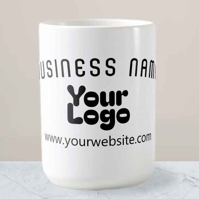Upload Logo Retro-Modern White & Black (editable) Coffee Mug (Creator Uploaded)