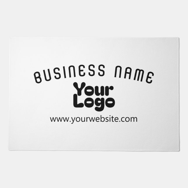 Upload Logo Retro-Modern White & Black (editable) Doormat (Front)