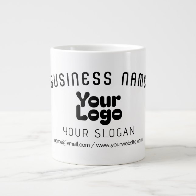 Upload Logo Retro-Modern White & Black (editable) Giant Coffee Mug (Front)