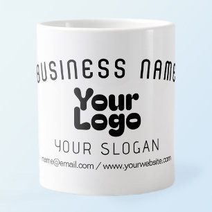 Upload Logo Retro-Modern White & Black (editable) Giant Coffee Mug