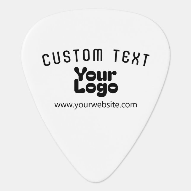 Upload Logo Retro-Modern White & Black (editable) Guitar Pick (Front)
