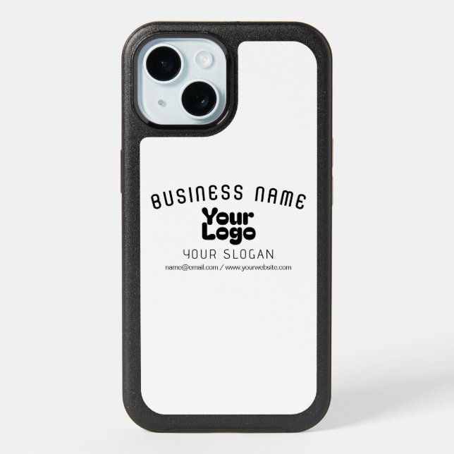 Upload Logo Retro-Modern White & Black (editable) iPhone 15 Case (Back)