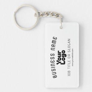 Upload Logo Retro-Modern White & Black (editable) Keychain