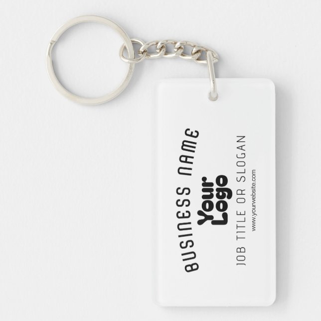 Upload Logo Retro-Modern White & Black (editable) Keychain (Front)
