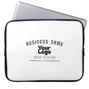 Upload Logo Retro-Modern White & Black (editable) Laptop Sleeve
