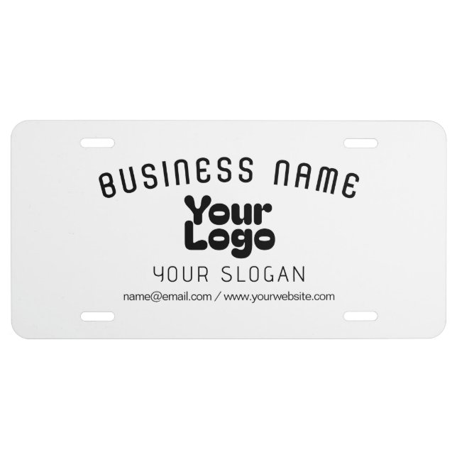 Upload Logo Retro-Modern White & Black (editable) License Plate (Front)