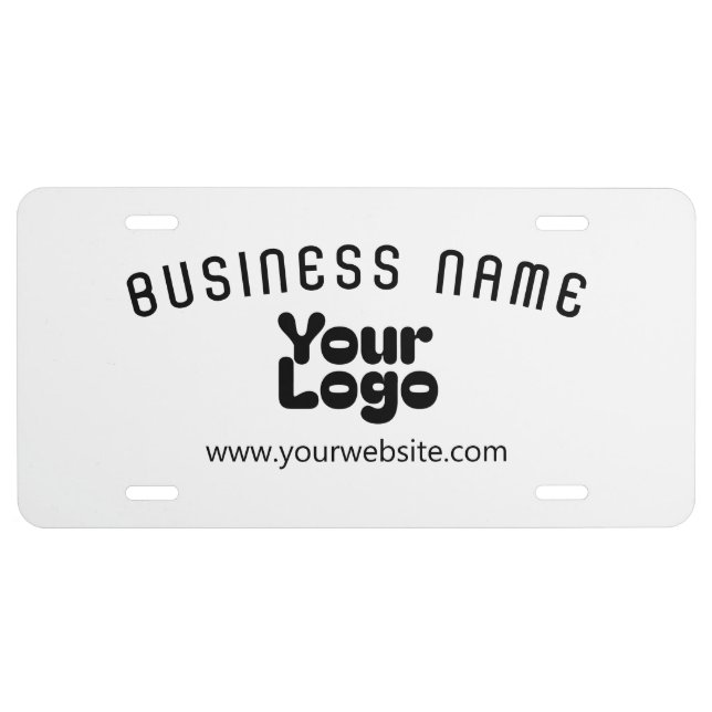 Upload Logo Retro-Modern White & Black (editable) License Plate (Front)