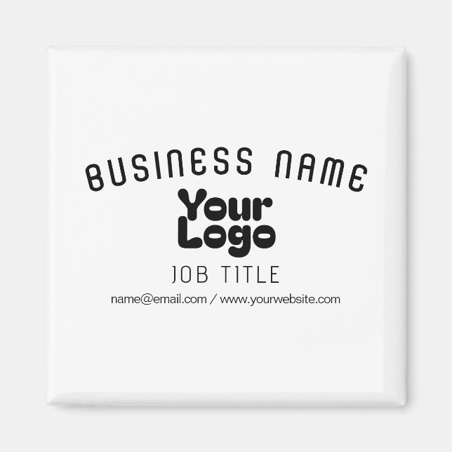 Upload Logo Retro-Modern White & Black (editable) Magnet (Front)