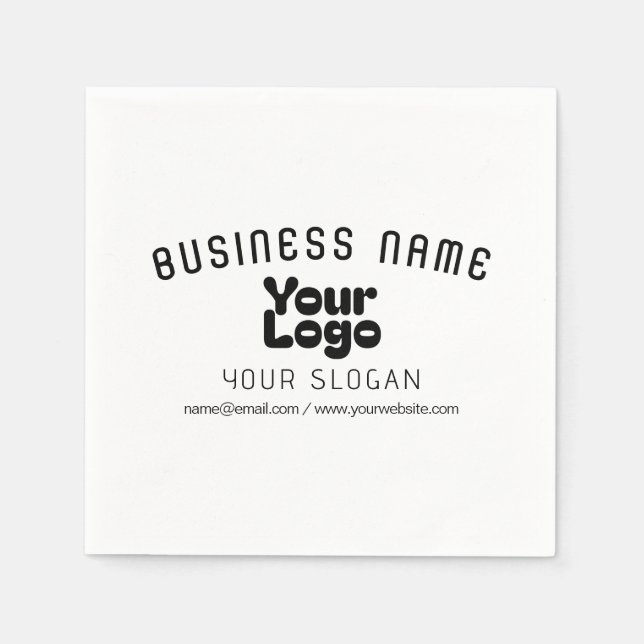 Upload Logo Retro-Modern White & Black (editable) Napkins (Front)