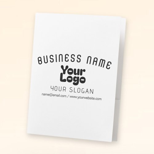 Upload Logo Retro_Modern White  Black editable Pocket Folder