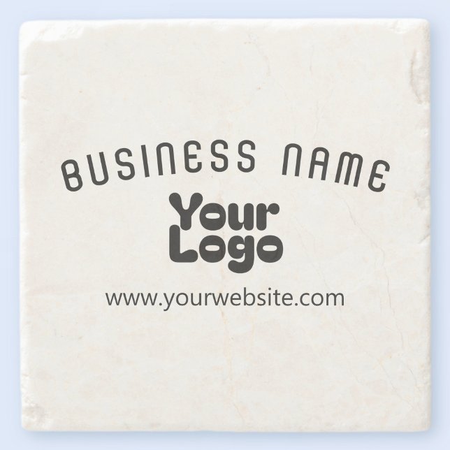 Upload Logo Retro-Modern White & Black (editable) Stone Coaster (Creator Uploaded)