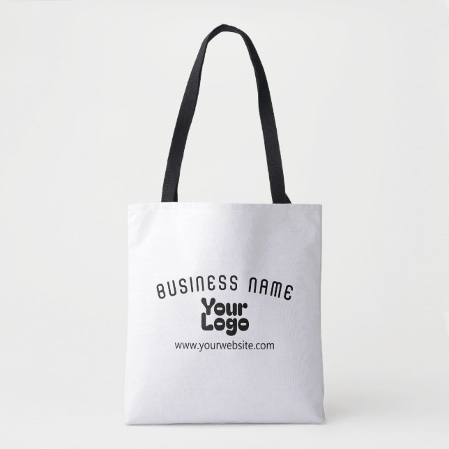 Upload Logo Retro-Modern White & Black (editable) Tote Bag (Front)