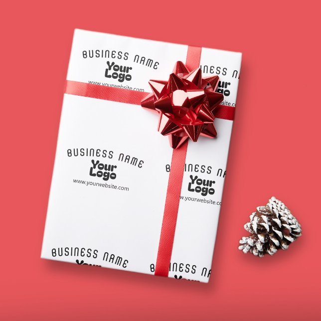 Upload Logo Retro-Modern White & Black (editable) Wrapping Paper (Creator Uploaded)