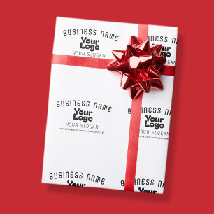 Upload Logo Retro-Modern White & Black (editable) Wrapping Paper