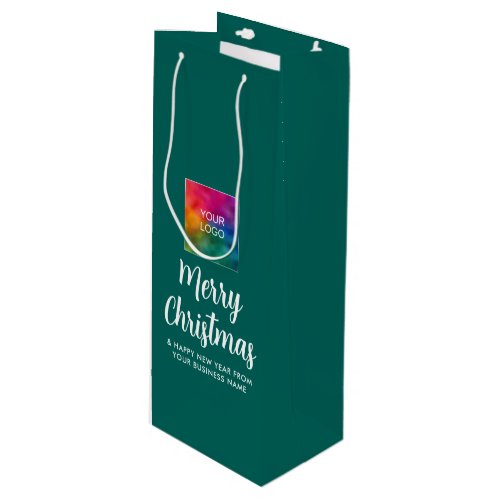Upload Logo Template Merry Christmas Typography Wine Gift Bag