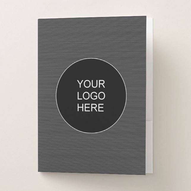 Upload Logo Text Here Template Elegant Stripes Pocket Folder (Front)