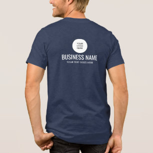 Upload Logo Trending Navy Blue Front And Back Mens Tri-Blend Shirt