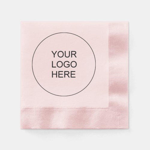 Upload Own Company Logo Text  Pink Coined Cocktail Napkins