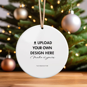 Upload Own Photo Custom Double Sided Christmas Ceramic Ornament