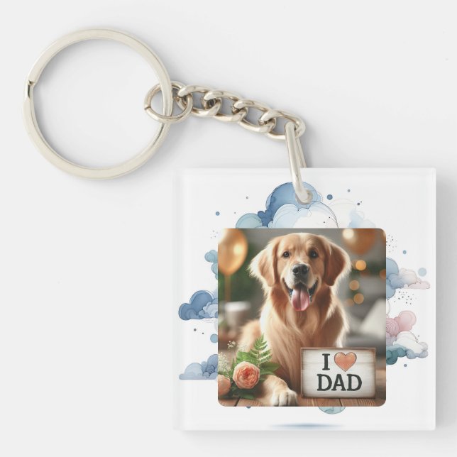 Upload Personalized Pet Photo Gift for Dog Dad Keychain (Front)