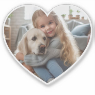 Upload Personalized Photo Gift Child Dog Pet Heart Sticker