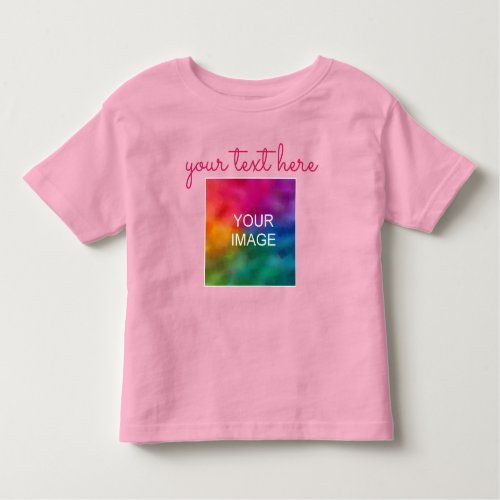 Upload Photo Add Calligraphy Script Text Pink Baby Toddler T_shirt
