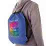 Upload Photo Add Text Changeable Template Blue Drawstring Bag