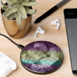 Upload Photo and add Custom Text - Color Overlay Wireless Charger