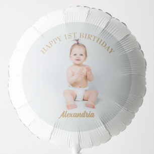 Upload Photo Baby Happy 1st Birthday Balloon
