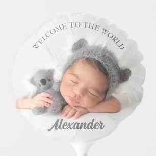 Upload Photo Baby Welcome to the World Two Sided Balloon