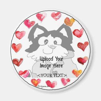 Upload Photo Cartoon Hearts Personalized Magnets
