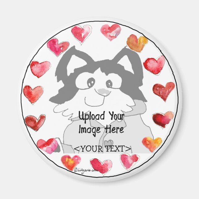 Upload Photo Cartoon Hearts Personalized Magnets (Front)