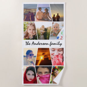 Upload photo family name beach towel
