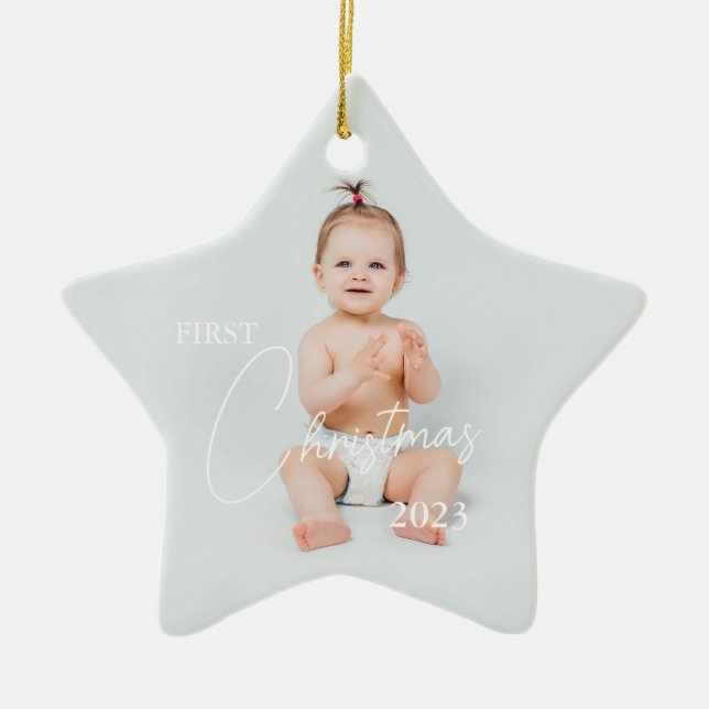 Upload Photo First Christmas Ceramic Ornament (Front)