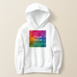 Upload Photo Front Print Template Boys Kids White Hoodie