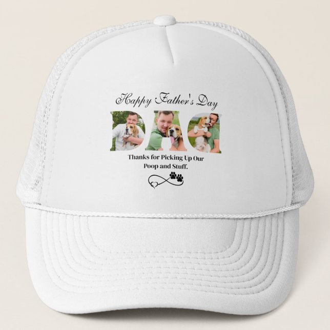 Upload Photo Happy Father's Day Funny Dog Owner  Trucker Hat (Front)