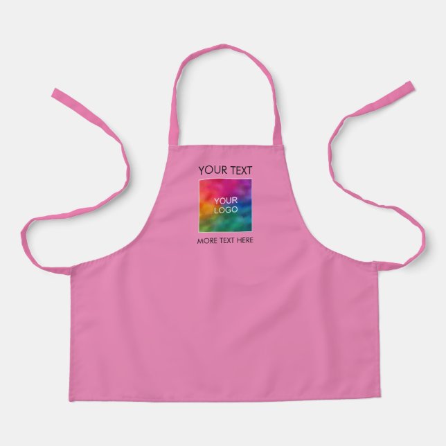 Upload Photo Image Logo Here Template Pink Small Apron (Front)