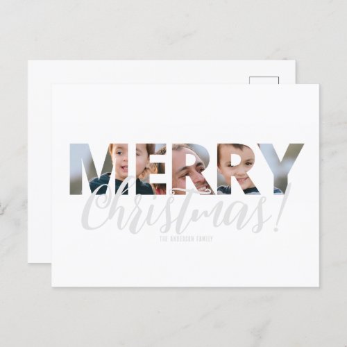 Upload Photo in Text Christmas Holiday Postcard