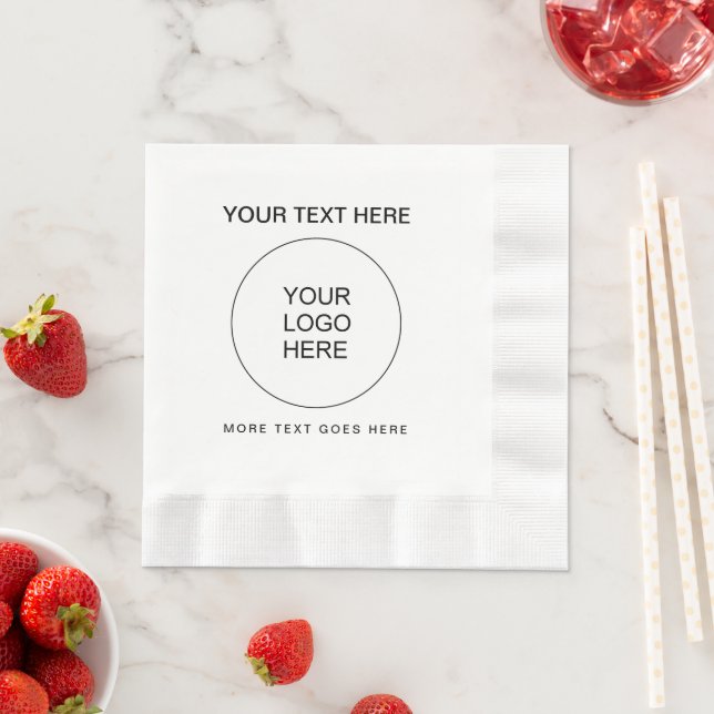 Upload Photo Logo Text Coined Luncheon White Paper Napkins (Insitu)