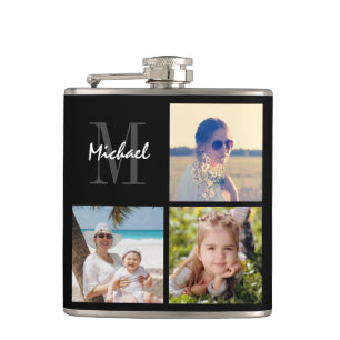 Upload photo monogrammed name flask
