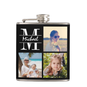 Upload photo monogrammed name flask