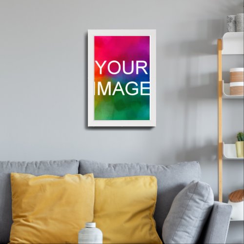 Upload Photo or Business Logo Sleek Trendy White Framed Art