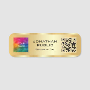 Upload Photo or Company Logo Here Custom QR Code Name Tag