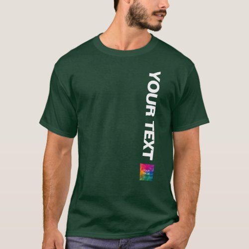 Upload Photo Or Logo Mens Modern Deep Forest Green T_Shirt