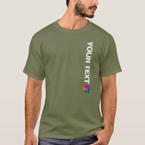 Upload Photo Or Logo Mens Modern Fatigue Green T_Shirt